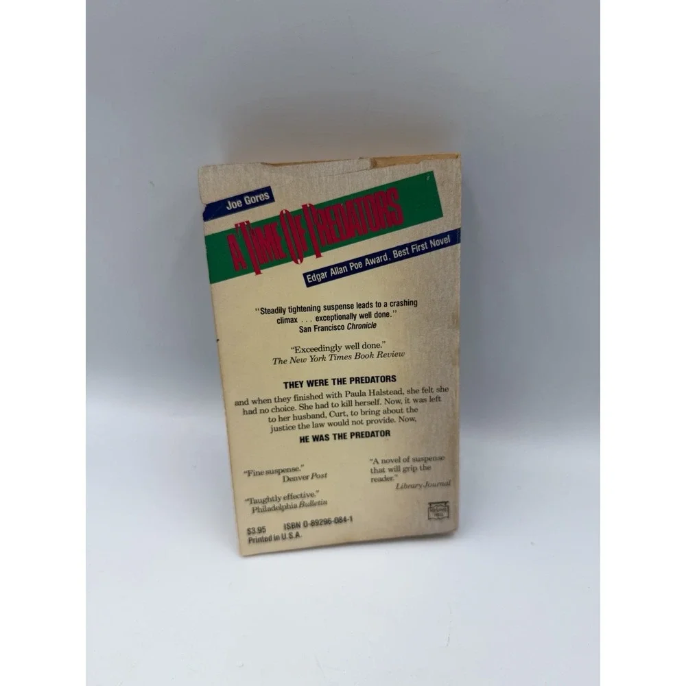 Joe Gores A Time of Predators 1984 Mysterious Press PB Edgar Award Mystery